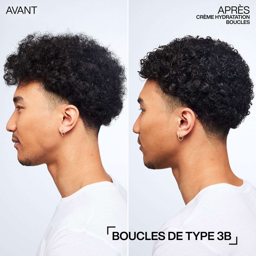 Avant / après utilisation de la Hydrating Curl Cream sur boucles de type 3B